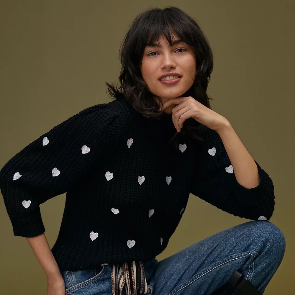 Anthropologie hearts mock neck sweater